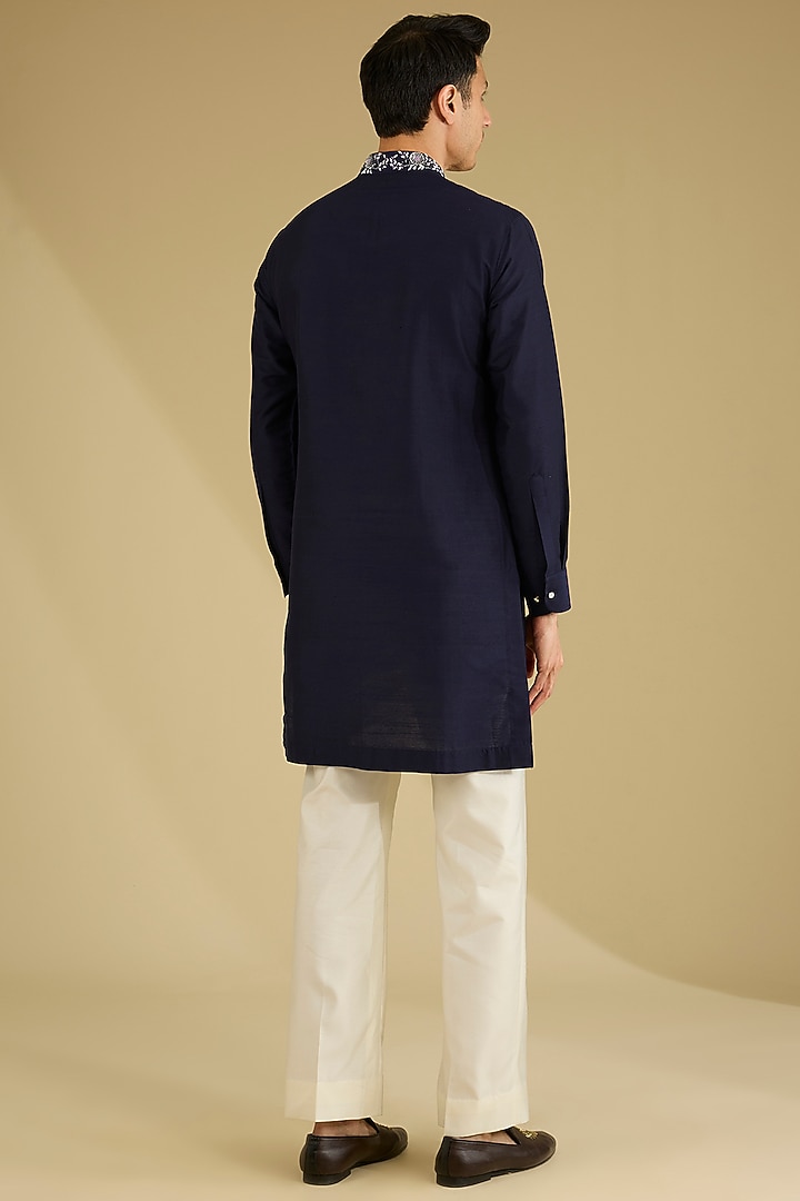 Multi-Colored Cotton Silk Color-Blocked Kurta Set by Dhananjay at Pernia's Pop Up Shop