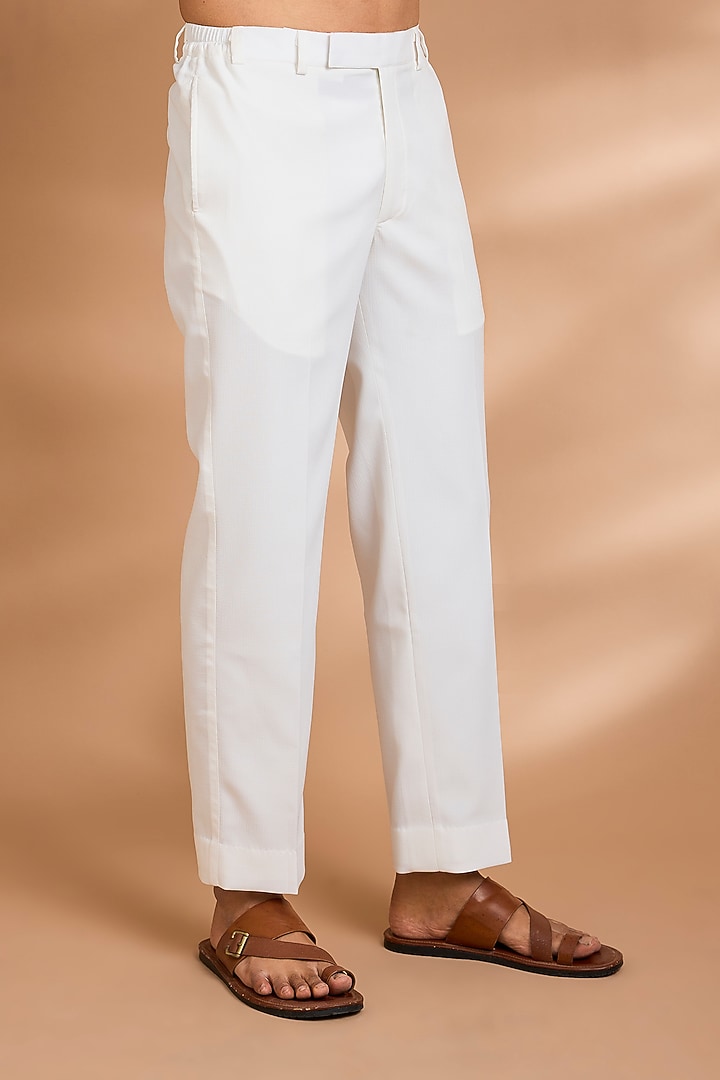 Navy Blue Linen Flex Embroidered Kurta Set by Dhananjay at Pernia's Pop Up Shop