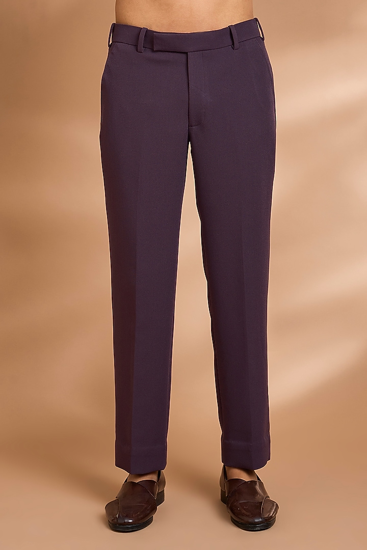 Plum Rayon Silk Embroidered Kurta Set by Dhananjay at Pernia's Pop Up Shop