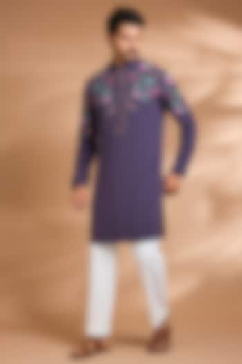 Mauve Polyester Floral Printed Kurta Set by Dhananjay at Pernia's Pop Up Shop