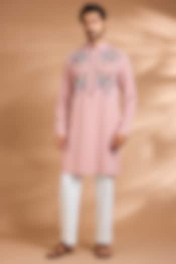 Blush Pink Polyester Floral Printed Kurta Set by Dhananjay at Pernia's Pop Up Shop