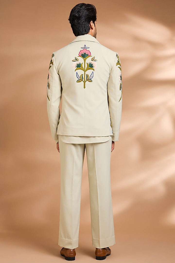 Mint Green Polynosic Floral Embroidered Jacket Set by Dhananjay at Pernia's Pop Up Shop