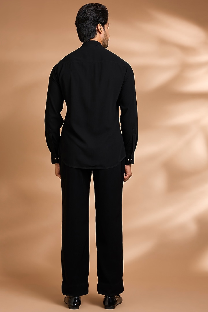 Black Polynosic Embellished Wedding Indowestern Set by Dhananjay at Pernia's Pop Up Shop