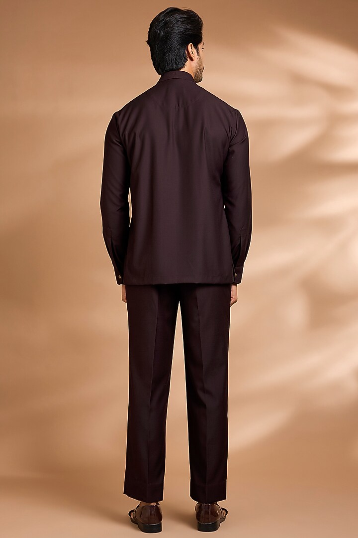 Brown Terry Rayon Jacket Set by Dhananjay at Pernia's Pop Up Shop