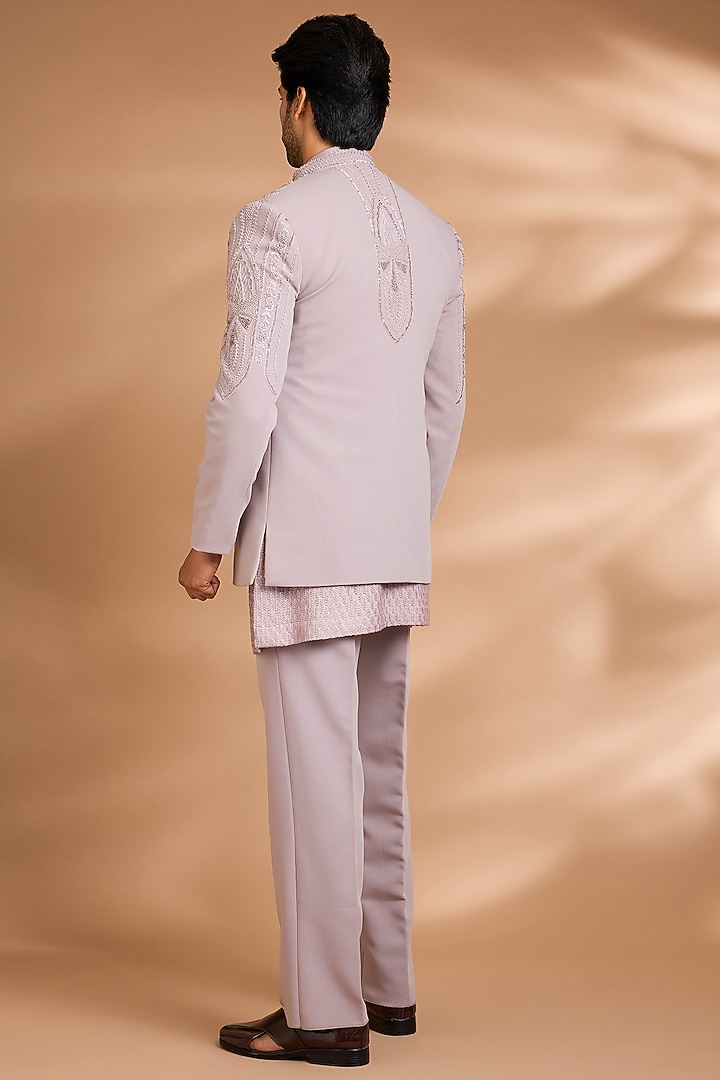 Lavender Polynosic Fabric Embroidered Wedding Indowestern Set by Dhananjay at Pernia's Pop Up Shop