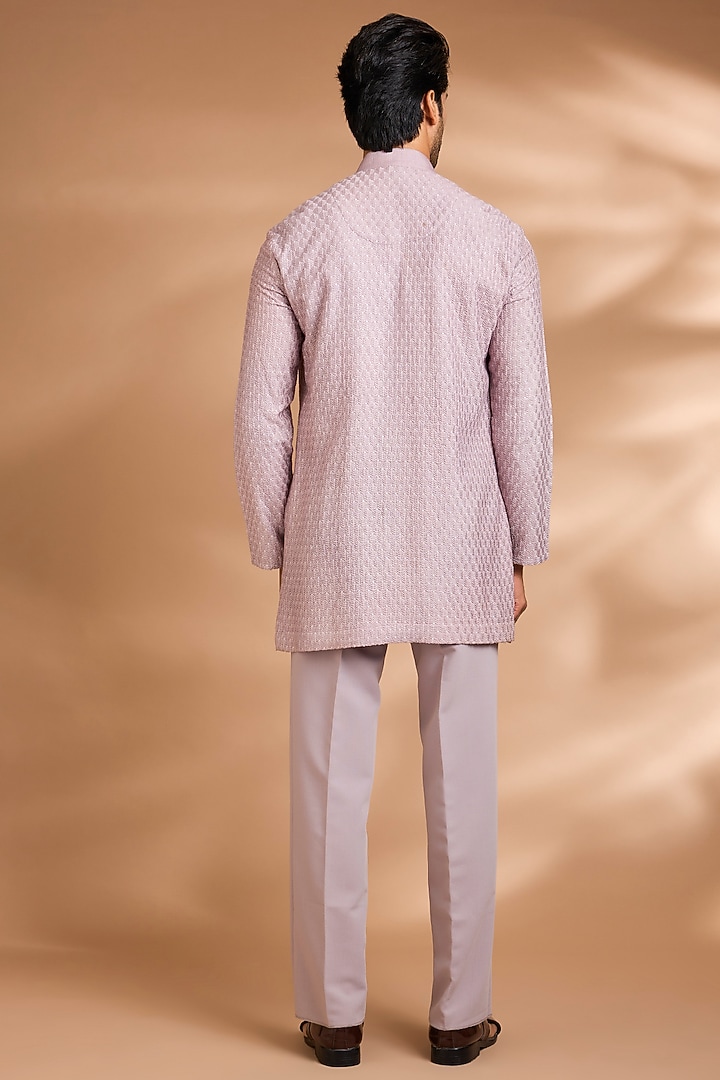 Lavender Polynosic Fabric Embroidered Wedding Indowestern Set by Dhananjay at Pernia's Pop Up Shop