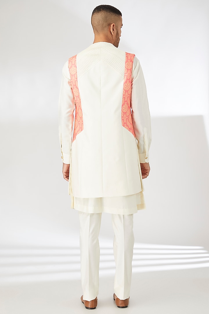 Ivory Silk Beads Embroidered Indo-Western Set by Dhananjay at Pernia's Pop Up Shop