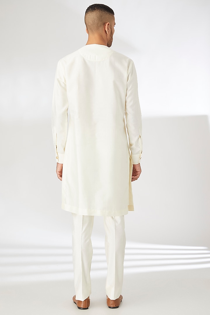 Ivory Silk Beads Embroidered Indo-Western Set by Dhananjay at Pernia's Pop Up Shop