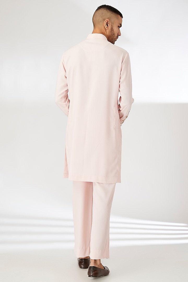 Blush Pink Naysa Silk Thread Embroidered Kurta Set by Dhananjay at Pernia's Pop Up Shop