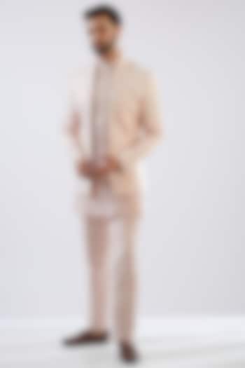 Blush Pink Silk Brocade Hand Embroidered Wedding Indowestern Set by Dhananjay at Pernia's Pop Up Shop