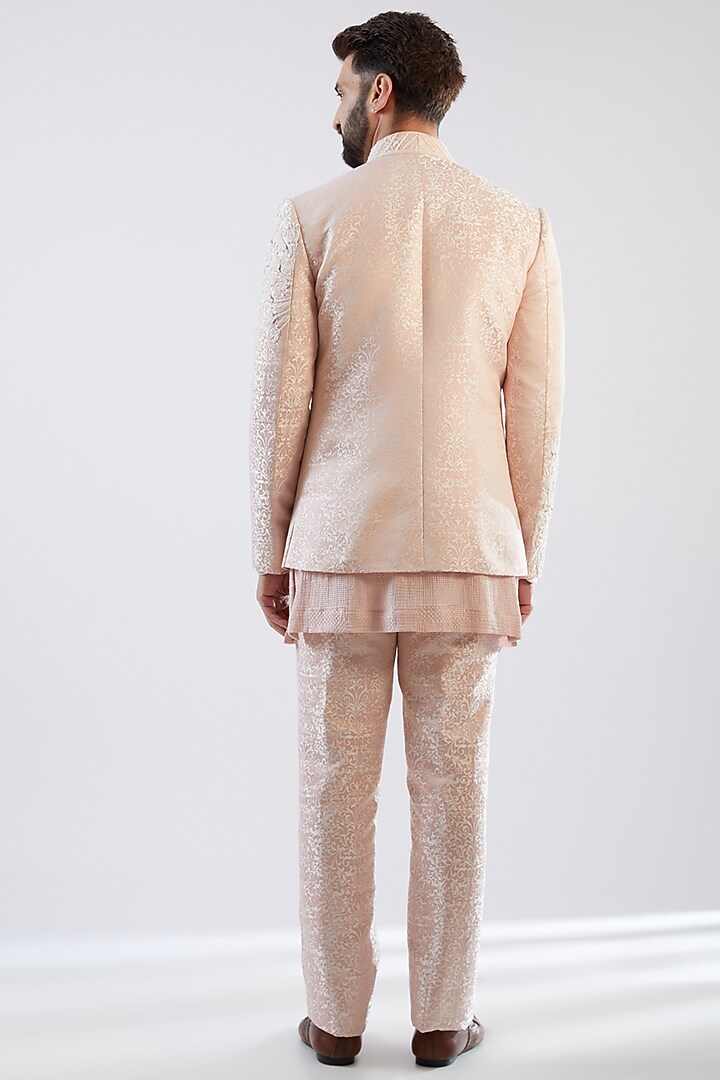 Blush Pink Silk Brocade Hand Embroidered Wedding Indowestern Set by Dhananjay at Pernia's Pop Up Shop