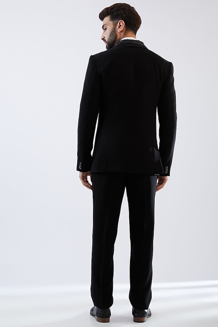 Black Terry Rayon Tuxedo Set by Dhananjay at Pernia's Pop Up Shop