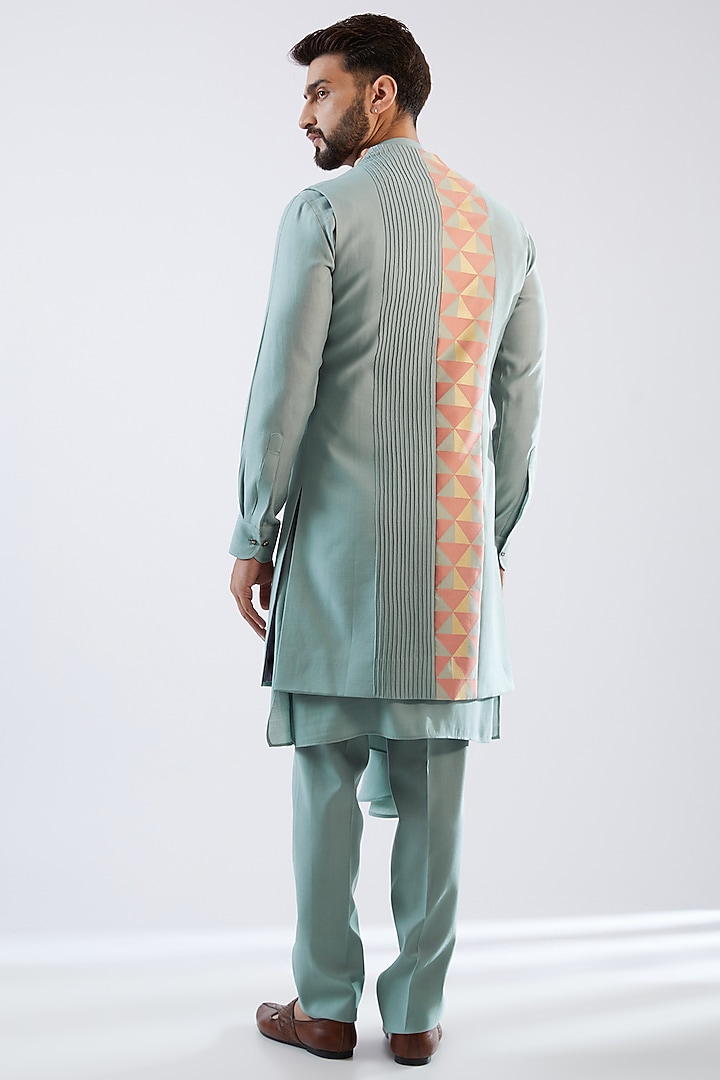 Chateau Grey Cotton Silk Indowestern Set by Dhananjay at Pernia's Pop Up Shop