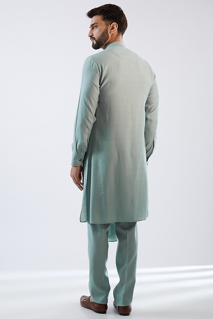 Chateau Grey Cotton Silk Indowestern Set by Dhananjay at Pernia's Pop Up Shop