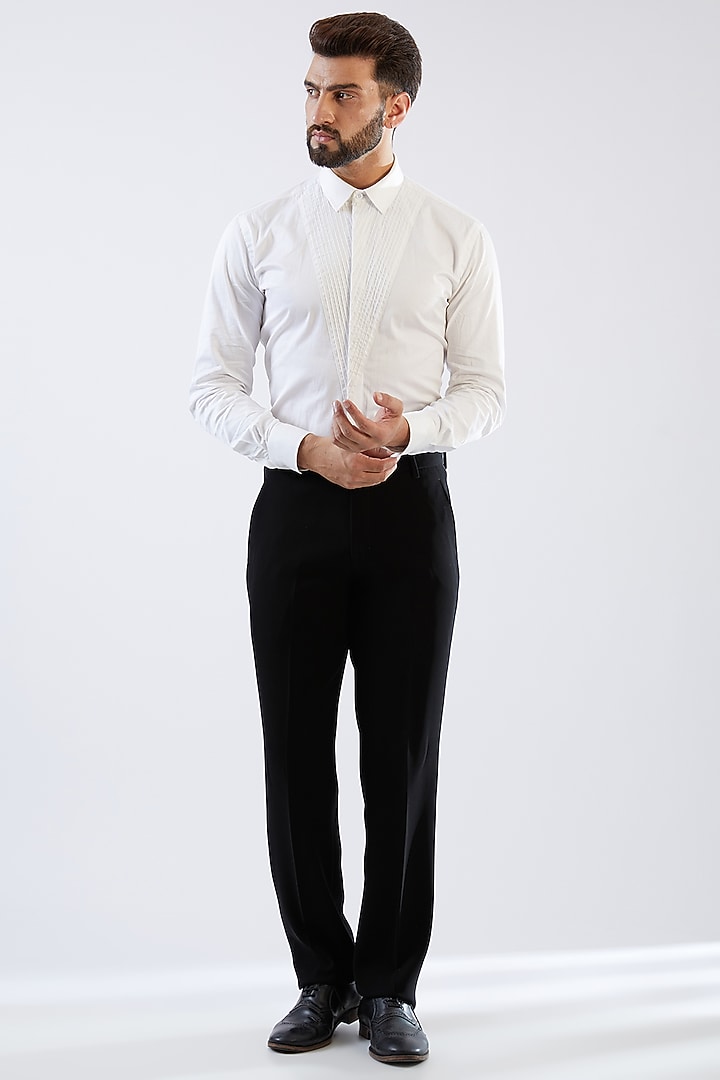 Grey Cotton Velvet Dori Embroidered Tuxedo Set by Dhananjay at Pernia's Pop Up Shop