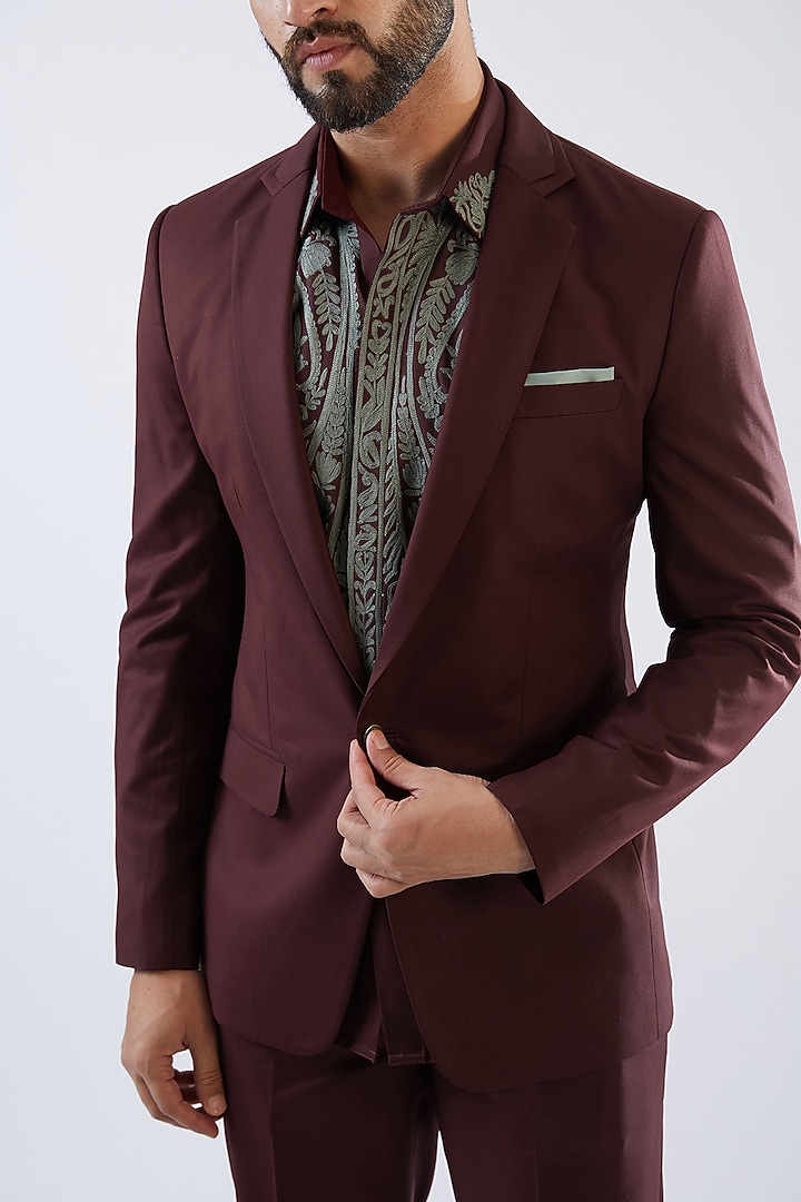 Wine Terry Rayon Pant Set by Dhananjay at Pernia's Pop Up Shop