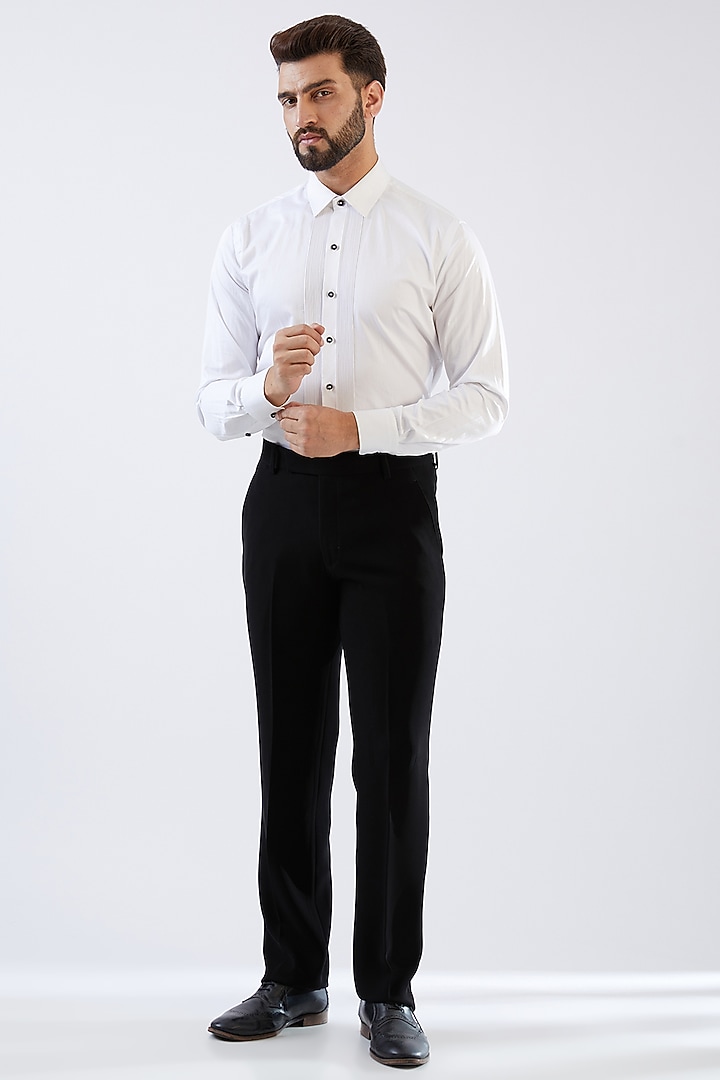 Ivory Terry Rayon Embroidered Tuxedo Set by Dhananjay at Pernia's Pop Up Shop