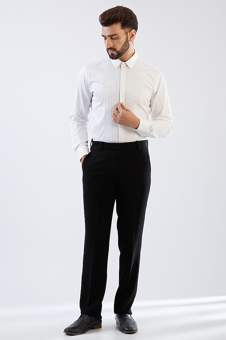 Black Velvet Embellished Tuxedo Set by Dhananjay at Pernia's Pop Up Shop