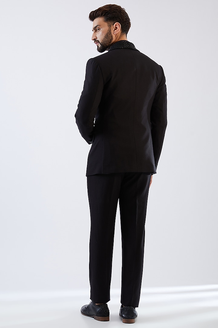 Black Terry Rayon Tuxedo Set by Dhananjay at Pernia's Pop Up Shop