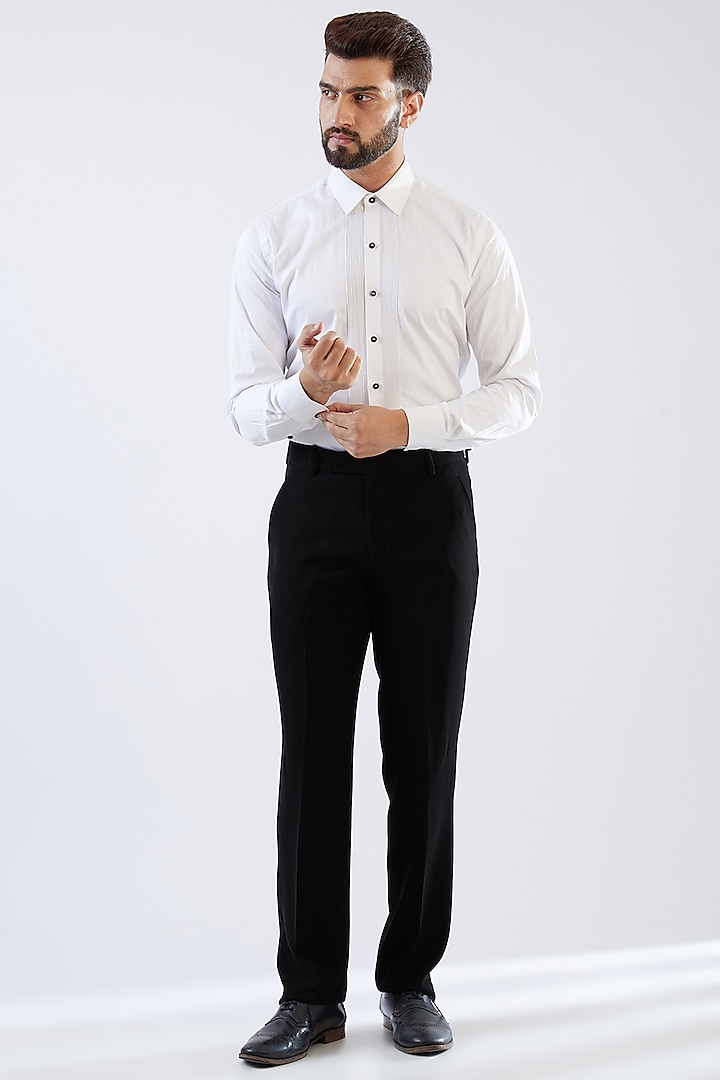 Black Terry Rayon Tuxedo Set by Dhananjay at Pernia's Pop Up Shop