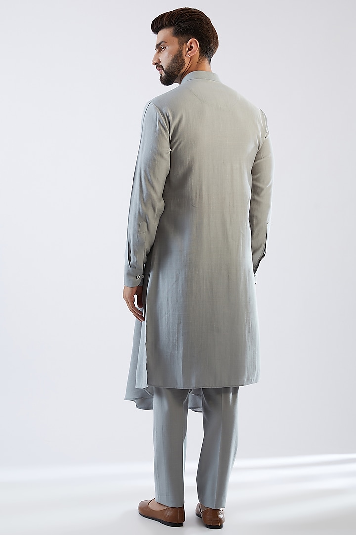 Chateau Grey Cotton Silk Wedding Indowestern Set by Dhananjay at Pernia's Pop Up Shop