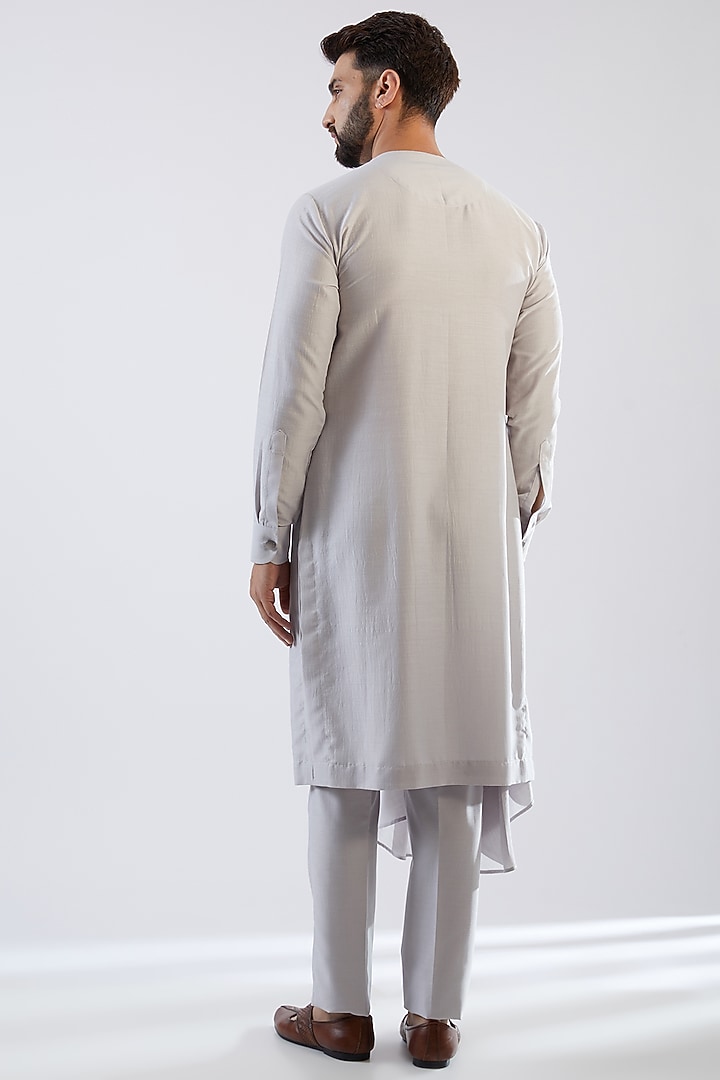 Grey Terry Rayon Hand Embroidered Wedding Indowestern Set by Dhananjay at Pernia's Pop Up Shop