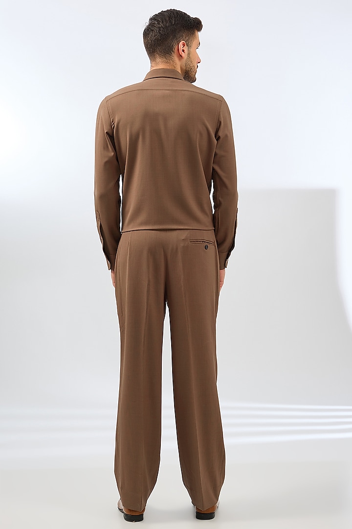 Brown Coffee Terry Rayon Blend Applique Embroidered & Digital Printed Jacket Set by Dhananjay at Pernia's Pop Up Shop