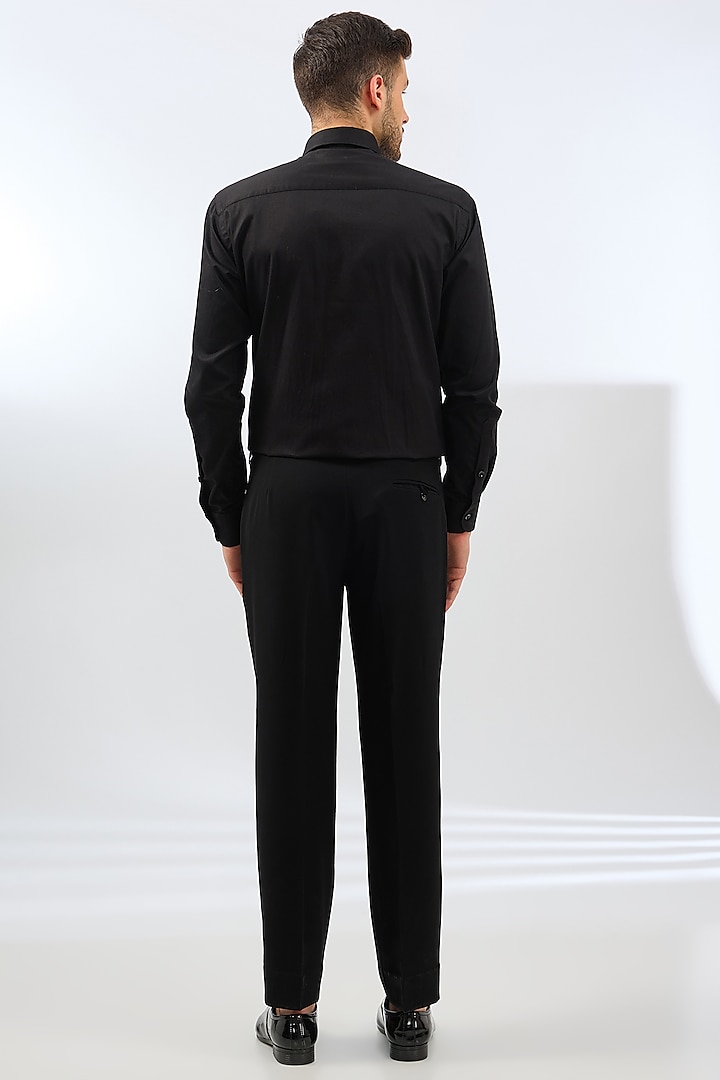 Black Polyester 3D Hand Embroidered Tuxedo Set by Dhananjay at Pernia's Pop Up Shop