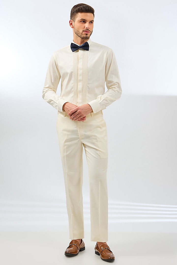 Blue Velvet Bead Embroidered Tuxedo Set by Dhananjay at Pernia's Pop Up Shop