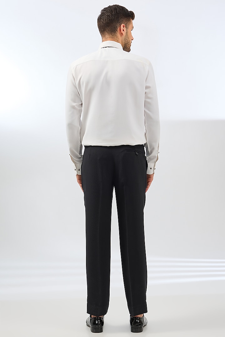 Charcoal Grey Terry Rayon Blend Crystal & Sequins Embroidered Tuxedo Set by Dhananjay at Pernia's Pop Up Shop