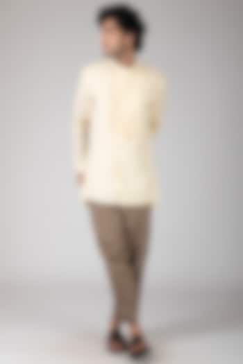 Off White Cowl Collared Party Wear Shirt by Dhatu Design Studio at Pernia's Pop Up Shop