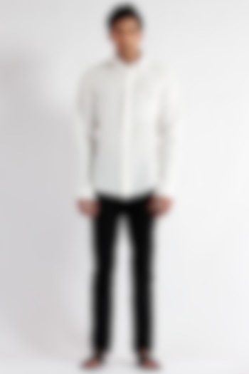 White Summer Shirt With Concealed Button Down by Dhatu Design Studio at Pernia's Pop Up Shop