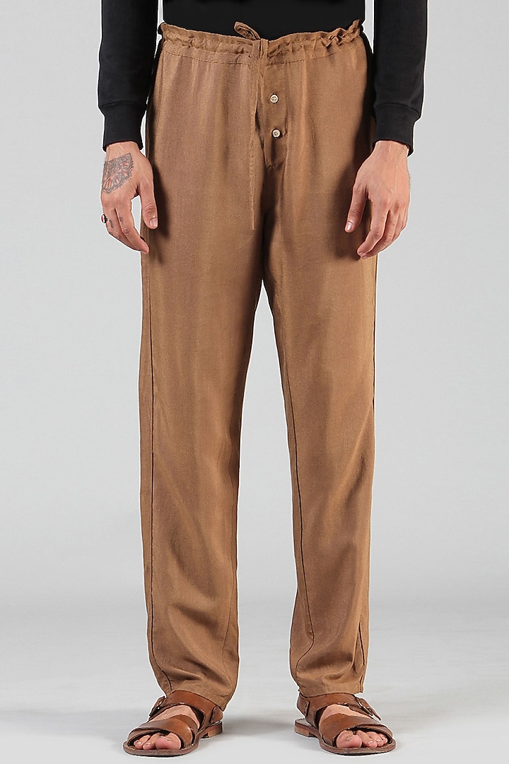 Bronze Pajama Pants With Drawstrings by Dhatu Design Studio