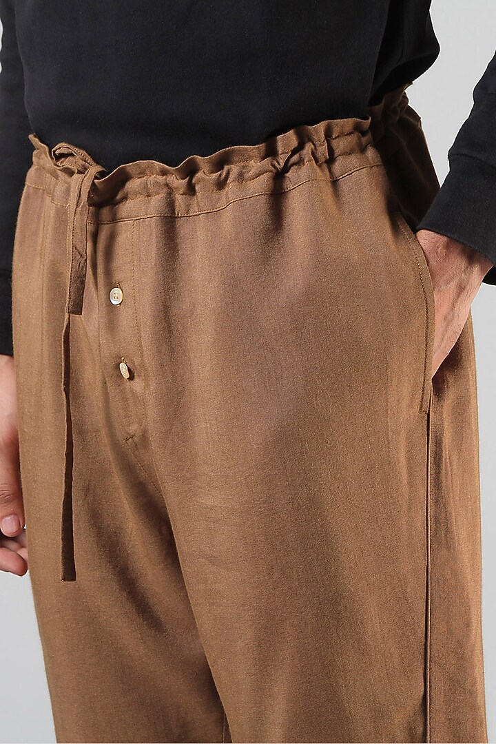 Bronze Pajama Pants With Drawstrings by Dhatu Design Studio at Pernia's Pop Up Shop