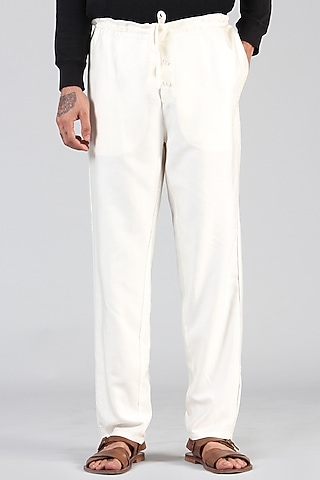 Ivory Pajama Pants With Drawstrings by Dhatu Design Studio
