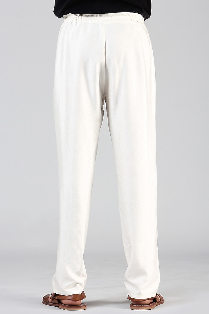 Ivory Pajama Pants With Drawstrings by Dhatu Design Studio at Pernia's Pop Up Shop