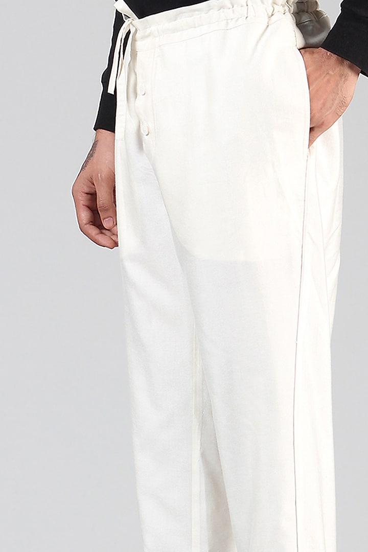 Ivory Pajama Pants With Drawstrings by Dhatu Design Studio at Pernia's Pop Up Shop