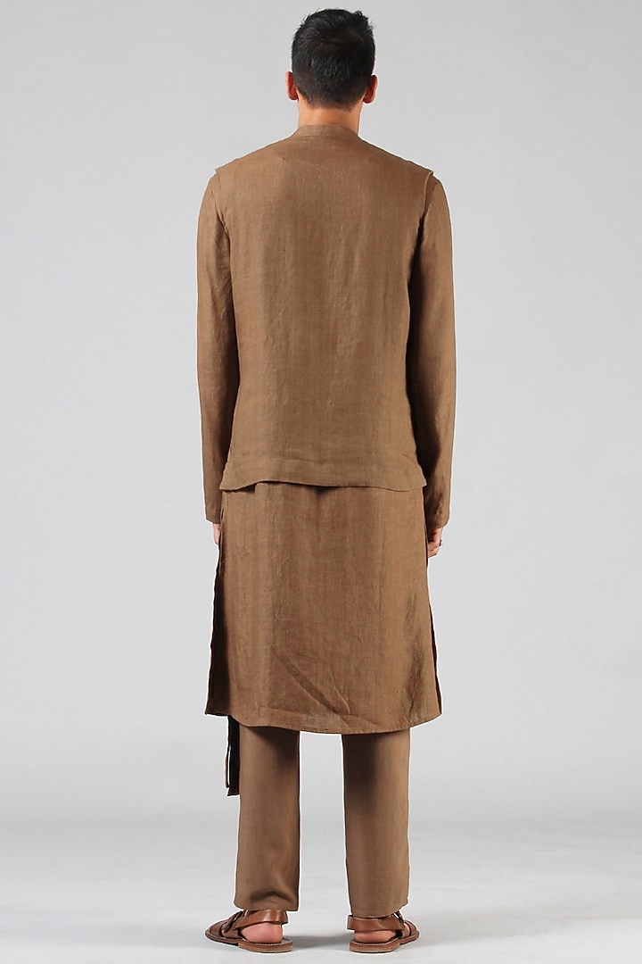 Bronze Pure Hemp Dress Kurta by Dhatu Design Studio at Pernia's Pop Up Shop