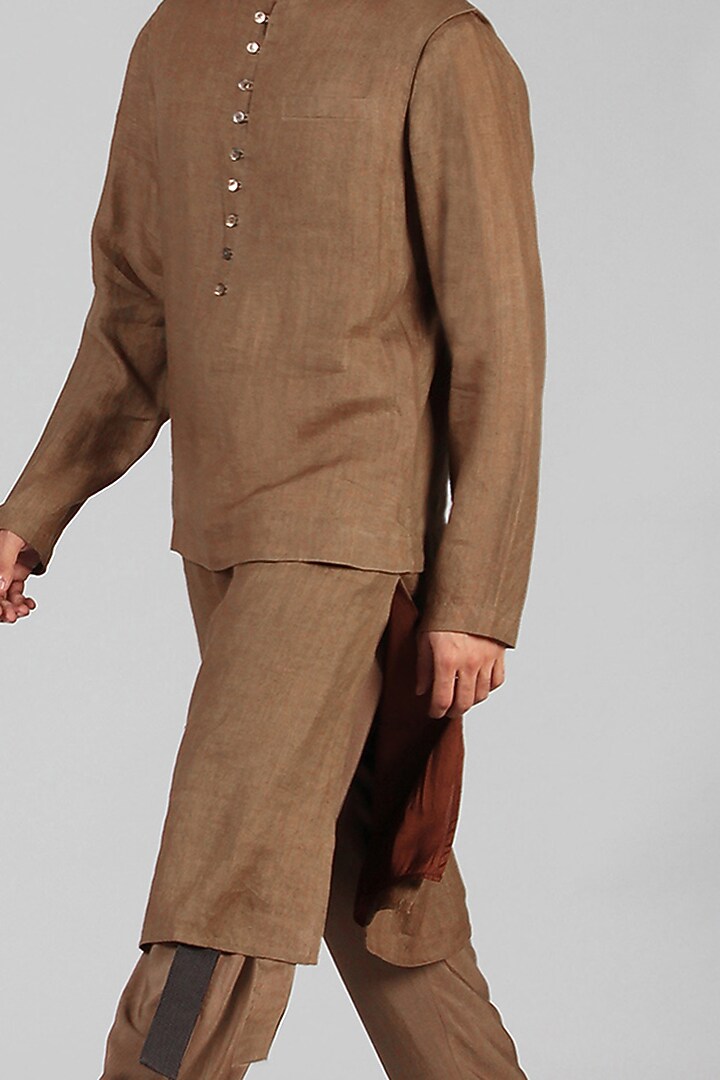 Bronze Pure Hemp Dress Kurta by Dhatu Design Studio at Pernia's Pop Up Shop