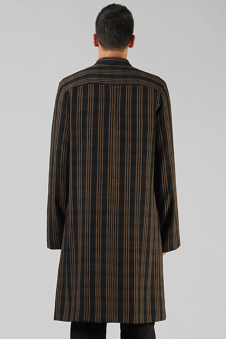 Camel Handloom Ahimsa Silk Long Jacket by Dhatu Design Studio at Pernia's Pop Up Shop