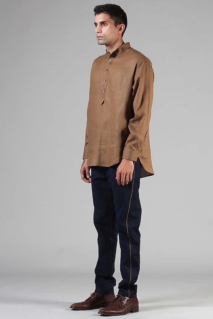 Bronze Pure Hemp Kurta by Dhatu Design Studio