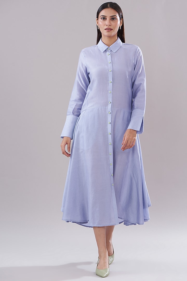 Lilac Chanderi Panelled Dress by DHI