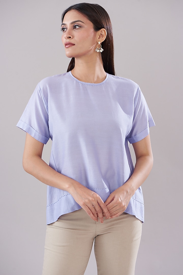 Lilac Chanderi Top by DHI at Pernia's Pop Up Shop