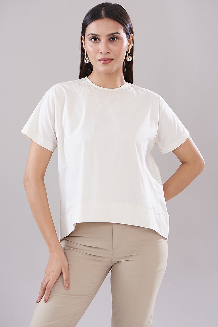 Ivory Chanderi Top by DHI at Pernia's Pop Up Shop