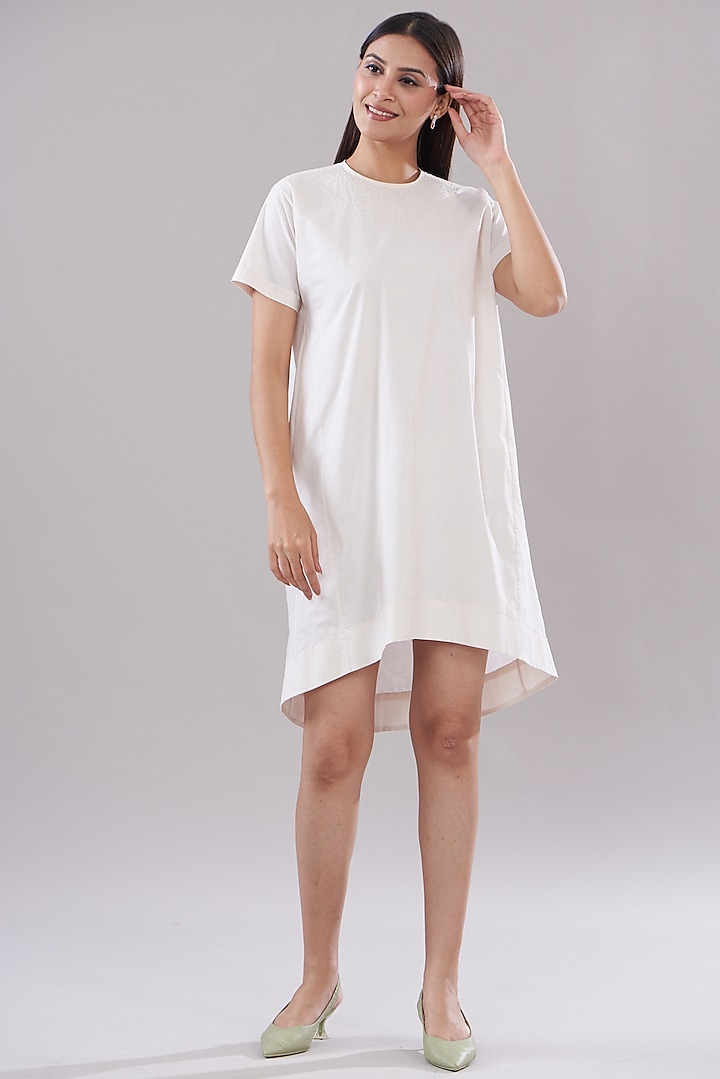 Ivory Cotton Embroidered Dress by DHI at Pernia's Pop Up Shop