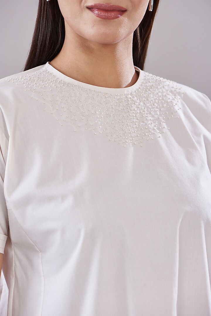 Ivory Cotton Embroidered Summer Dress by DHI at Pernia's Pop Up Shop