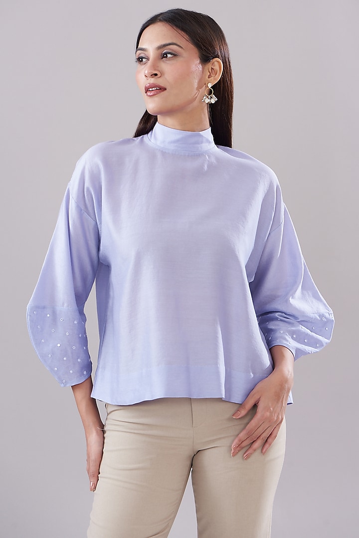 Lilac Chanderi Top by DHI at Pernia's Pop Up Shop