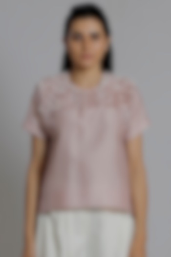 Blush Pink Embroidered T-Shirt by DHI at Pernia's Pop Up Shop