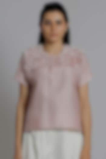 Blush Pink Embroidered T-Shirt by DHI