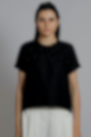 Black Thread Embroidered T-Shirt by DHI